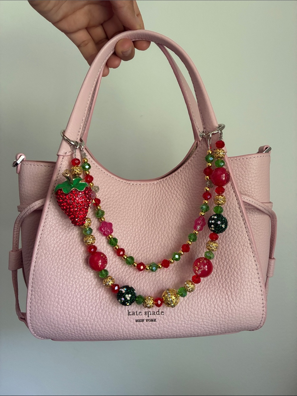 Red Strawberry Charm Beaded Bag Chain